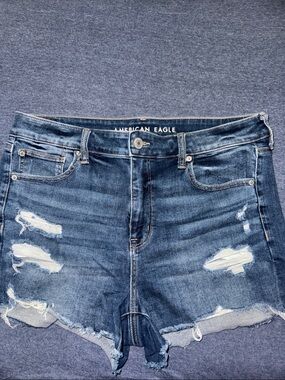 American Eagle Outfitters Ripped Dark Blue Denim Shorts